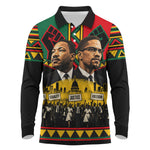 Martin Luther King Jr And Malcolm X Long Sleeve Polo Shirt Civil Rights Leaders - Black History Equality Freedom March