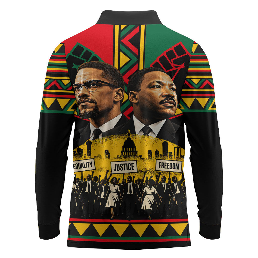Martin Luther King Jr And Malcolm X Long Sleeve Polo Shirt Civil Rights ...