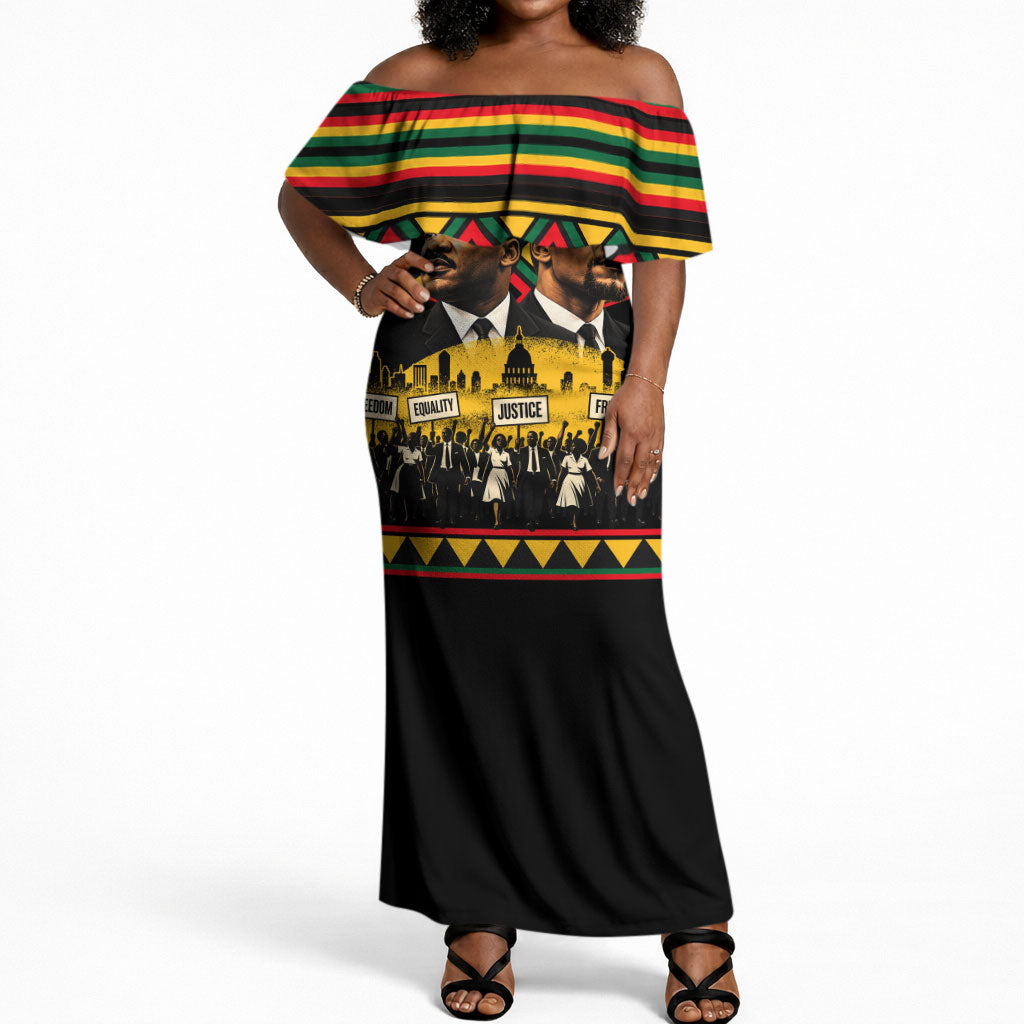 Martin Luther King Jr And Malcolm X Off Shoulder Maxi Dress Civil ...