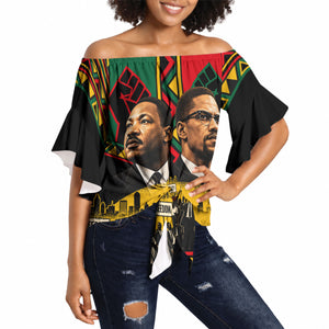 Martin Luther King Jr And Malcolm X Off Shoulder Wrap Waist Top Civil Rights Leaders - Black History Equality Freedom March