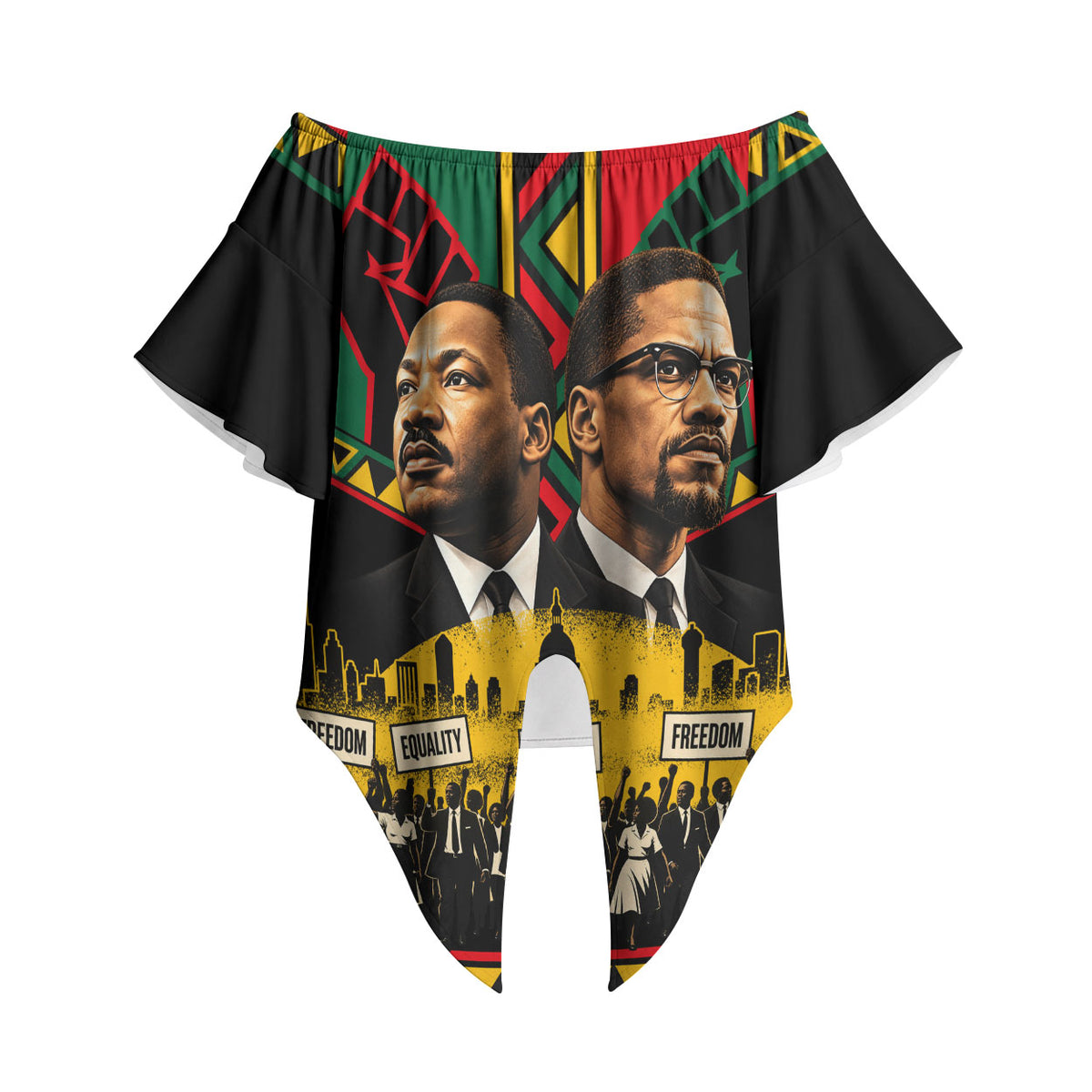 Martin Luther King Jr And Malcolm X Off Shoulder Wrap Waist Top Civil Rights Leaders - Black History Equality Freedom March