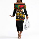 Martin Luther King Jr And Malcolm X Off The Shoulder Long Sleeve Dress Civil Rights Leaders - Black History Equality Freedom March