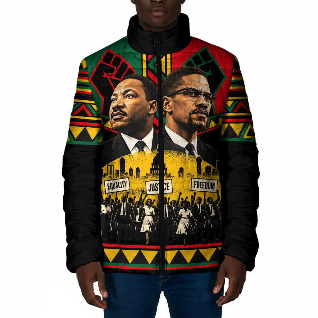 Martin Luther King Jr And Malcolm X Padded Jacket Civil Rights Leaders ...
