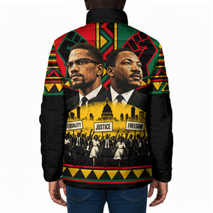 Martin Luther King Jr And Malcolm X Padded Jacket Civil Rights Leaders - Black History Equality Freedom March