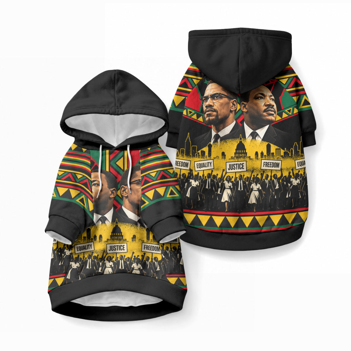 Martin Luther King Jr And Malcolm X Pet Hoodie Civil Rights Leaders - Black History Equality Freedom March