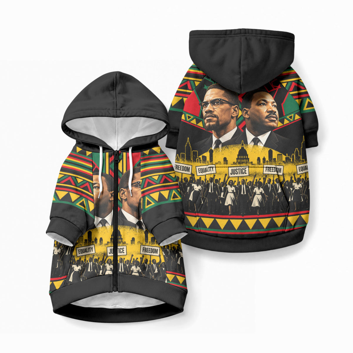 Martin Luther King Jr And Malcolm X Pet Hoodie Civil Rights Leaders - Black History Equality Freedom March