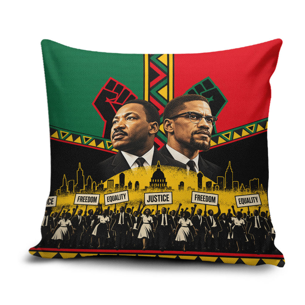 Martin Luther King Jr And Malcolm X Pillow Cover Civil Rights Leaders - Black History Equality Freedom March