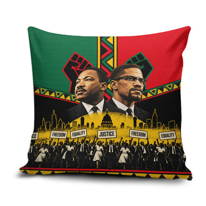 Martin Luther King Jr And Malcolm X Pillow Cover Civil Rights Leaders - Black History Equality Freedom March