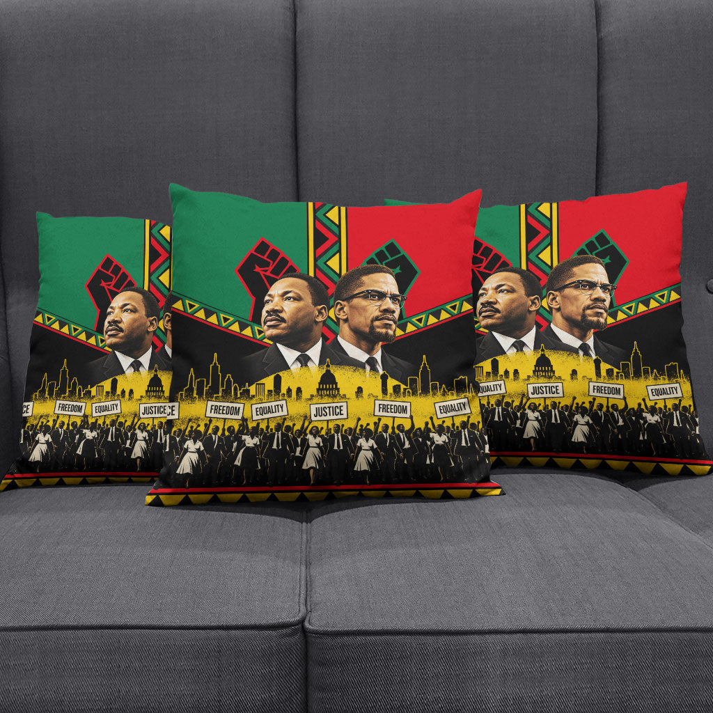 Martin Luther King Jr And Malcolm X Pillow Cover Civil Rights Leaders - Black History Equality Freedom March
