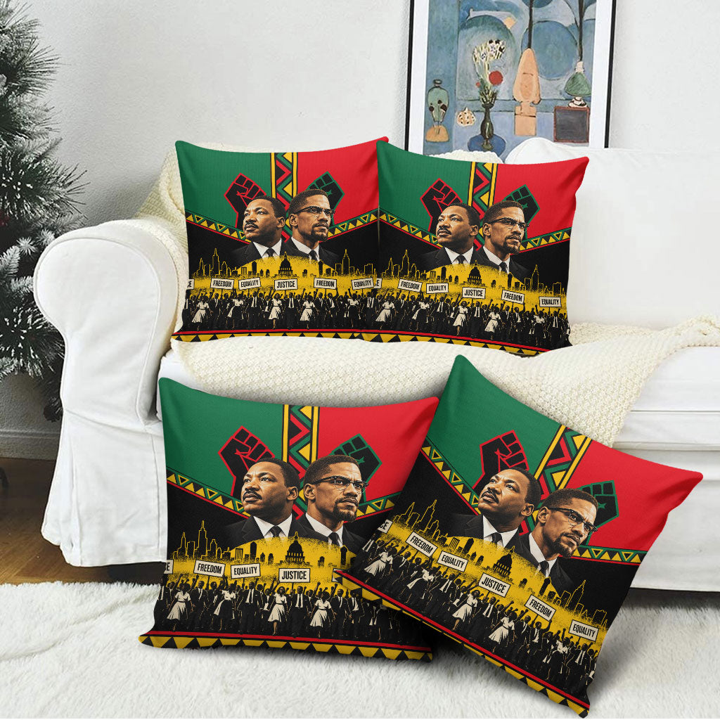 Martin Luther King Jr And Malcolm X Pillow Cover Civil Rights Leaders - Black History Equality Freedom March