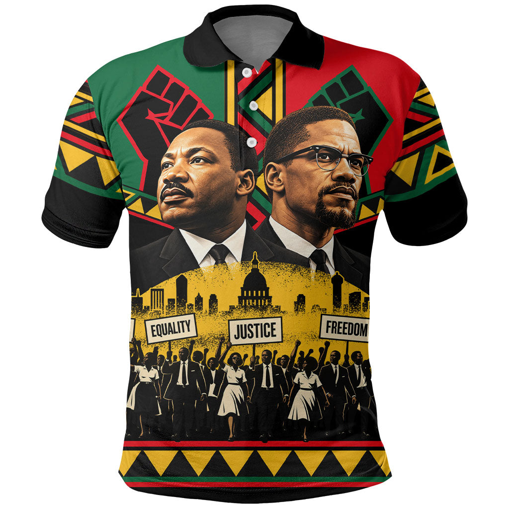 Martin Luther King Jr And Malcolm X Polo Shirt Civil Rights Leaders - Black History Equality Freedom March