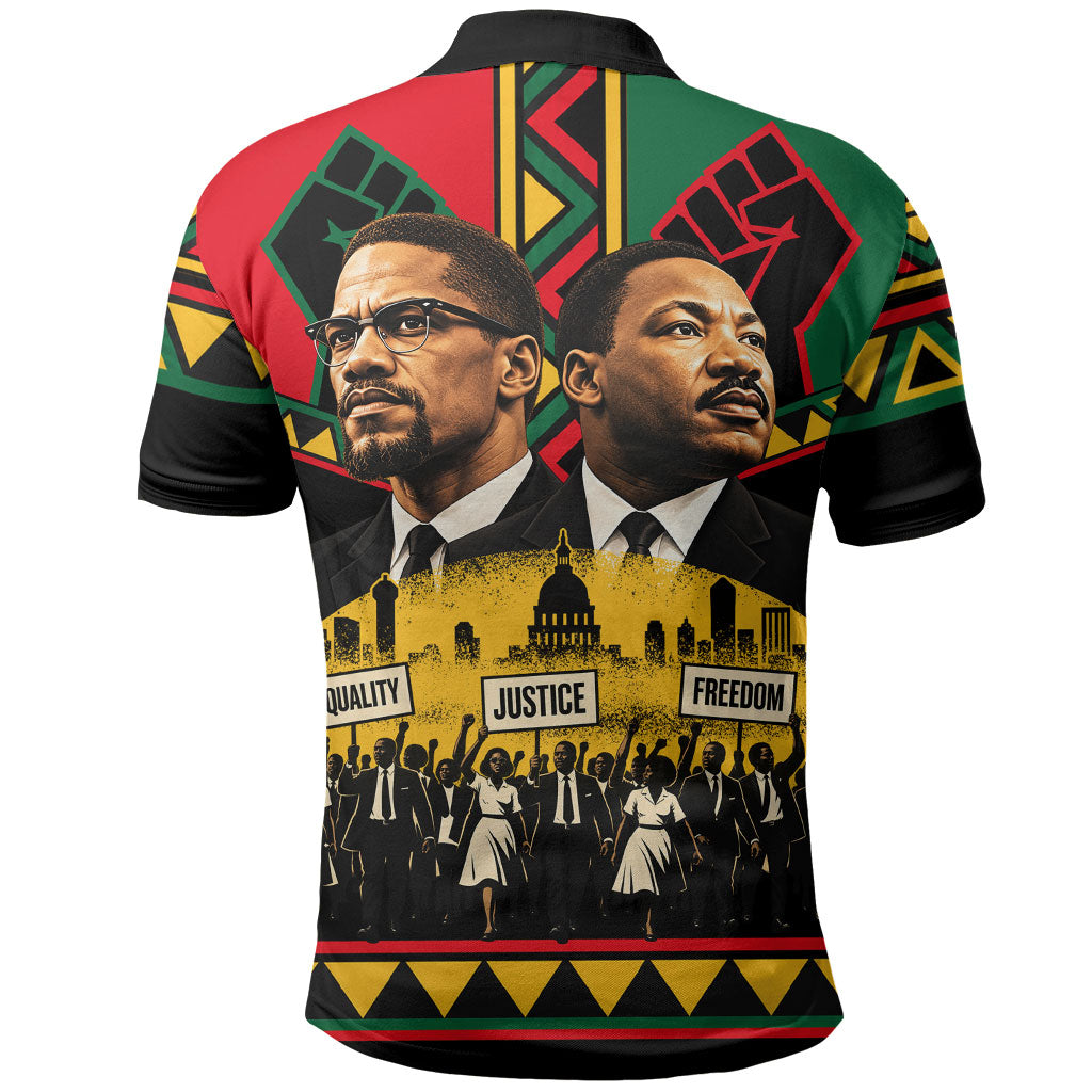 Martin Luther King Jr And Malcolm X Polo Shirt Civil Rights Leaders - Black History Equality Freedom March