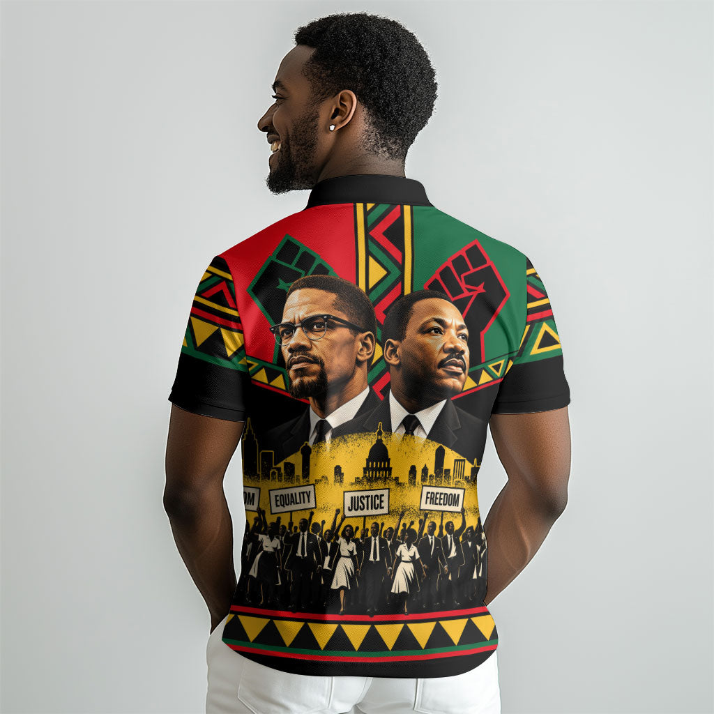 Martin Luther King Jr And Malcolm X Polo Shirt Civil Rights Leaders - Black History Equality Freedom March