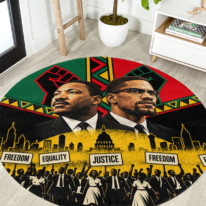 Martin Luther King Jr And Malcolm X Round Carpet Civil Rights Leaders - Black History Equality Freedom March