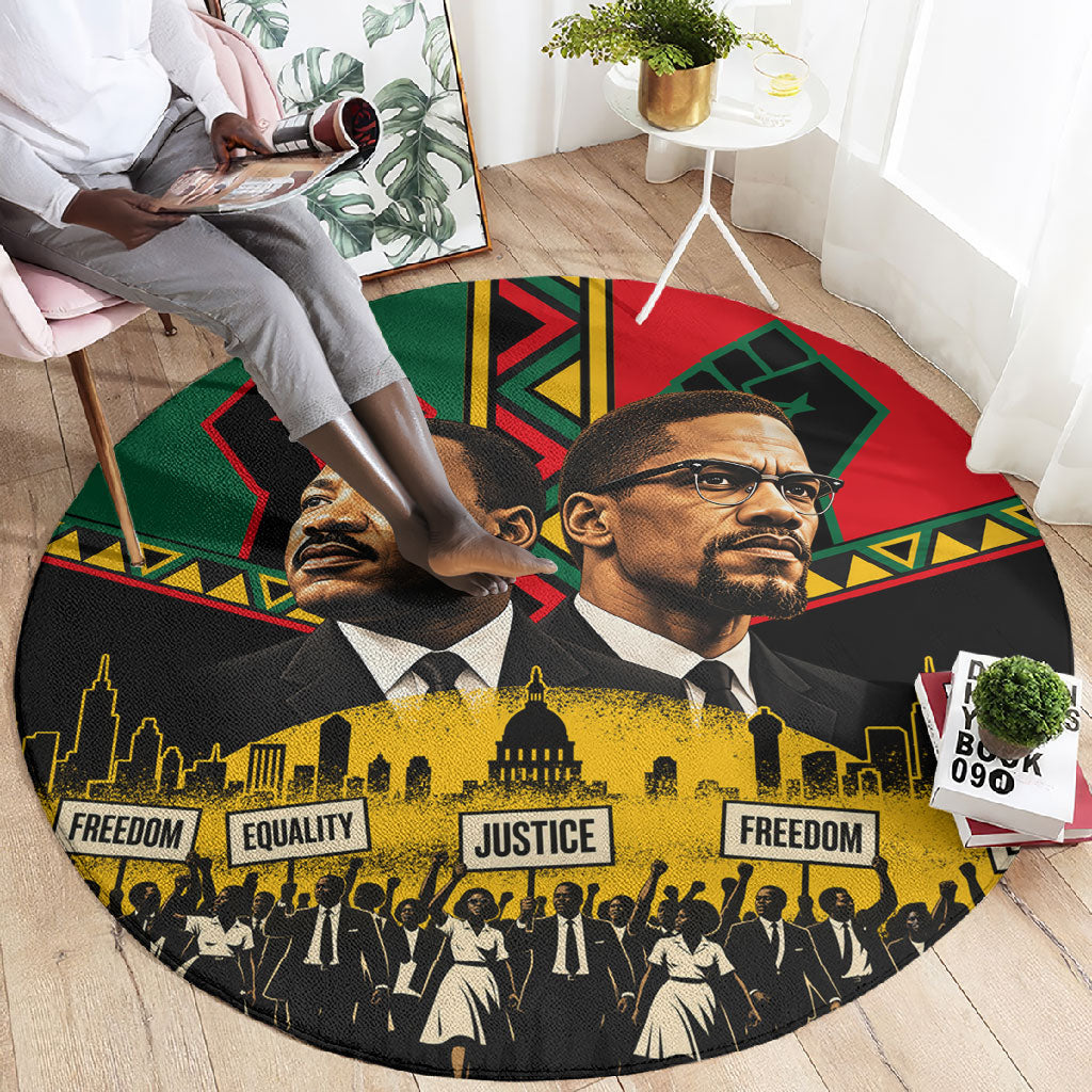 Martin Luther King Jr And Malcolm X Round Carpet Civil Rights Leaders ...