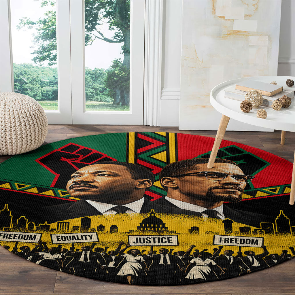 Civil Rights Leaters Martin Luther King Jr And Malcolm X Round Carpet Civil Rights Leaders ...