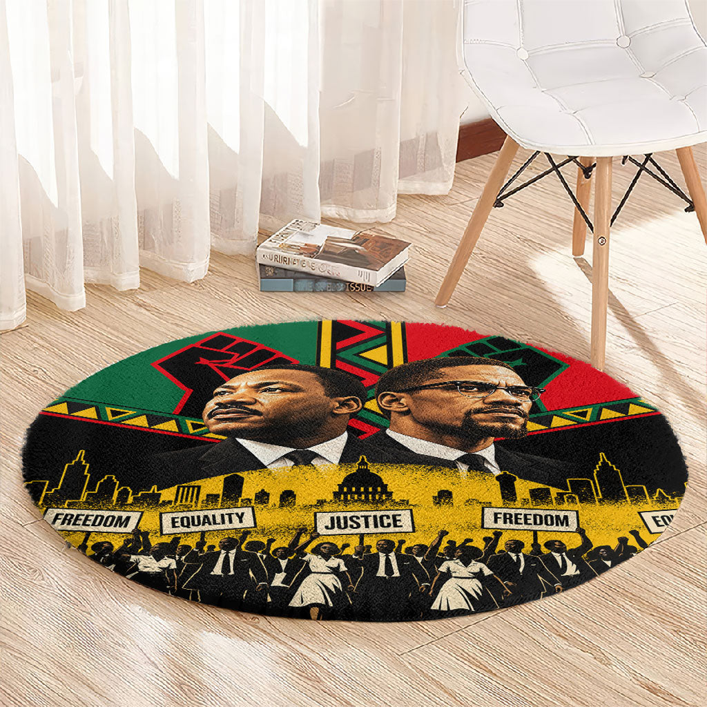 Martin Luther King Jr And Malcolm X Round Carpet Civil Rights Leaders - Black History Equality Freedom March