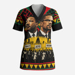 Martin Luther King Jr And Malcolm X Scrub Top Civil Rights Leaders - Black History Equality Freedom March
