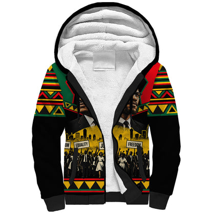 Martin Luther King Jr And Malcolm X Sherpa Hoodie Civil Rights Leaders - Black History Equality Freedom March