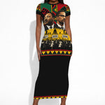 Martin Luther King Jr And Malcolm X Short Sleeve Bodycon Dress Civil Rights Leaders - Black History Equality Freedom March