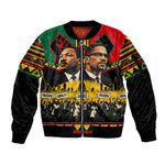 Martin Luther King Jr And Malcolm X Sleeve Zip Bomber Jacket Civil Rights Leaders - Black History Equality Freedom March
