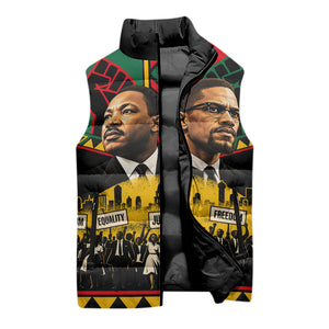 Martin Luther King Jr And Malcolm X Sleeveless Puffer Jacket Civil Rights Leaders - Black History Equality Freedom March