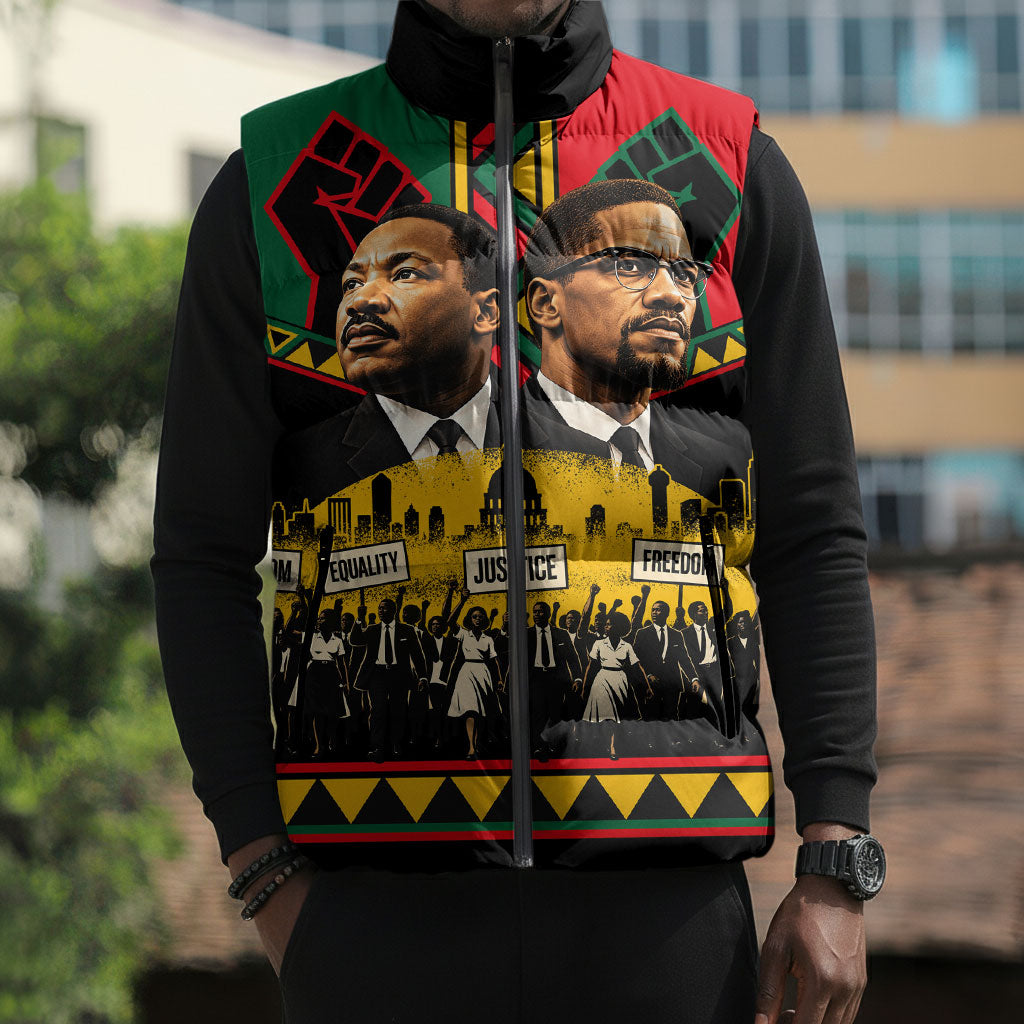 Martin Luther King Jr And Malcolm X Sleeveless Puffer Jacket Civil ...