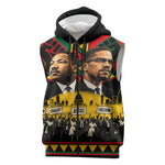 Martin Luther King Jr And Malcolm X Sleeveless Zip Hoodie Civil Rights Leaders - Black History Equality Freedom March