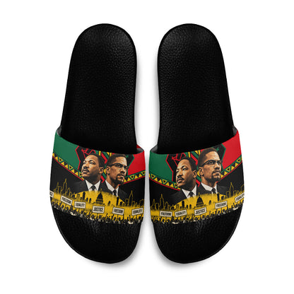 Martin Luther King Jr And Malcolm X Slide Sandals Civil Rights Leaders - Black History Equality Freedom March