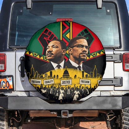 Martin Luther King Jr And Malcolm X Spare Tire Cover Civil Rights Leaders - Black History Equality Freedom March