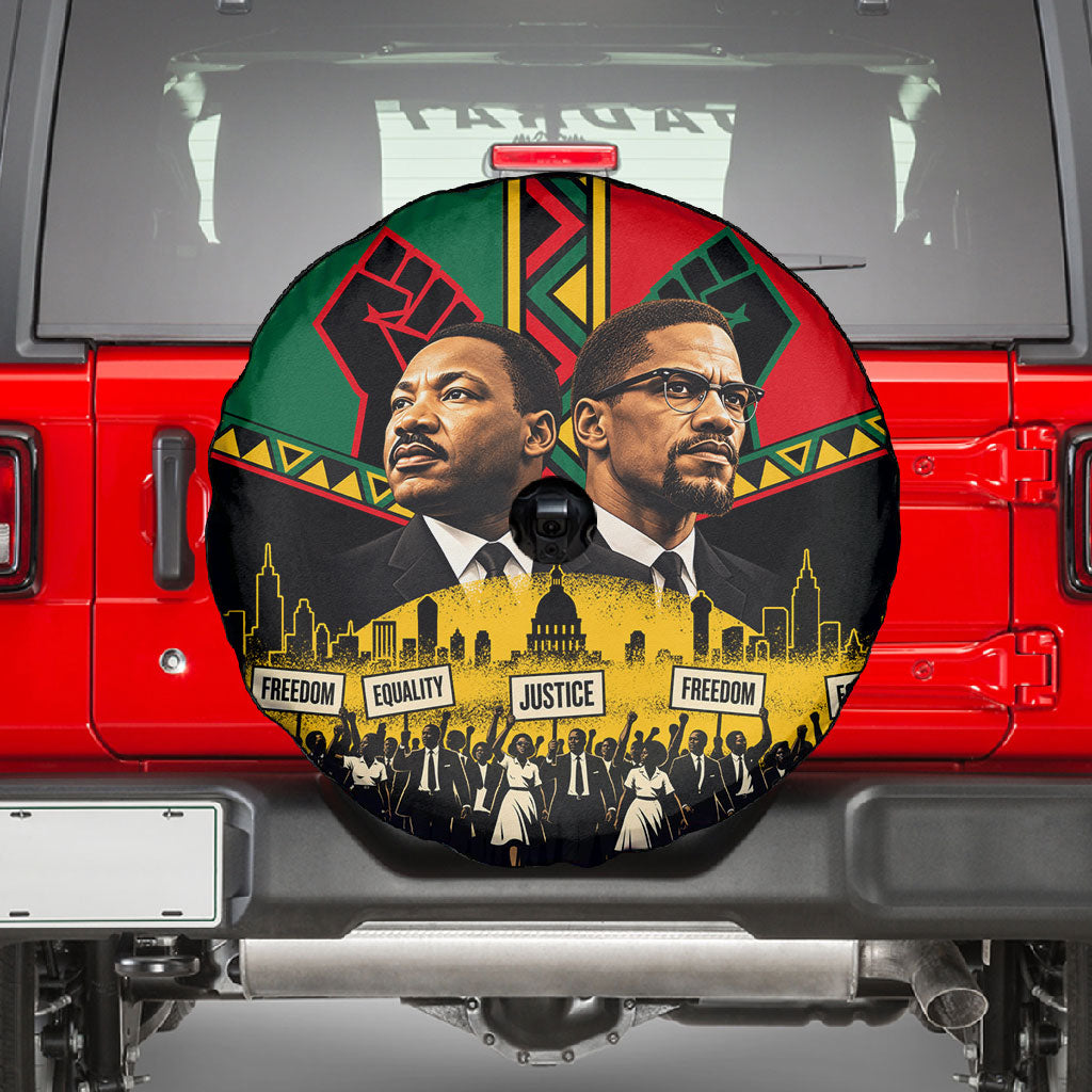 Martin Luther King Jr And Malcolm X Spare Tire Cover Civil Rights Leaders - Black History Equality Freedom March