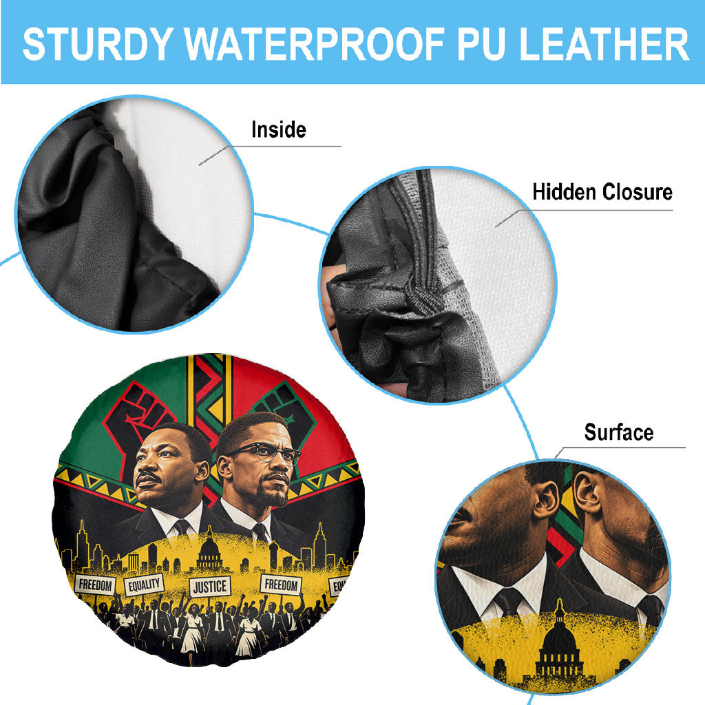 Martin Luther King Jr And Malcolm X Spare Tire Cover Civil Rights Leaders - Black History Equality Freedom March