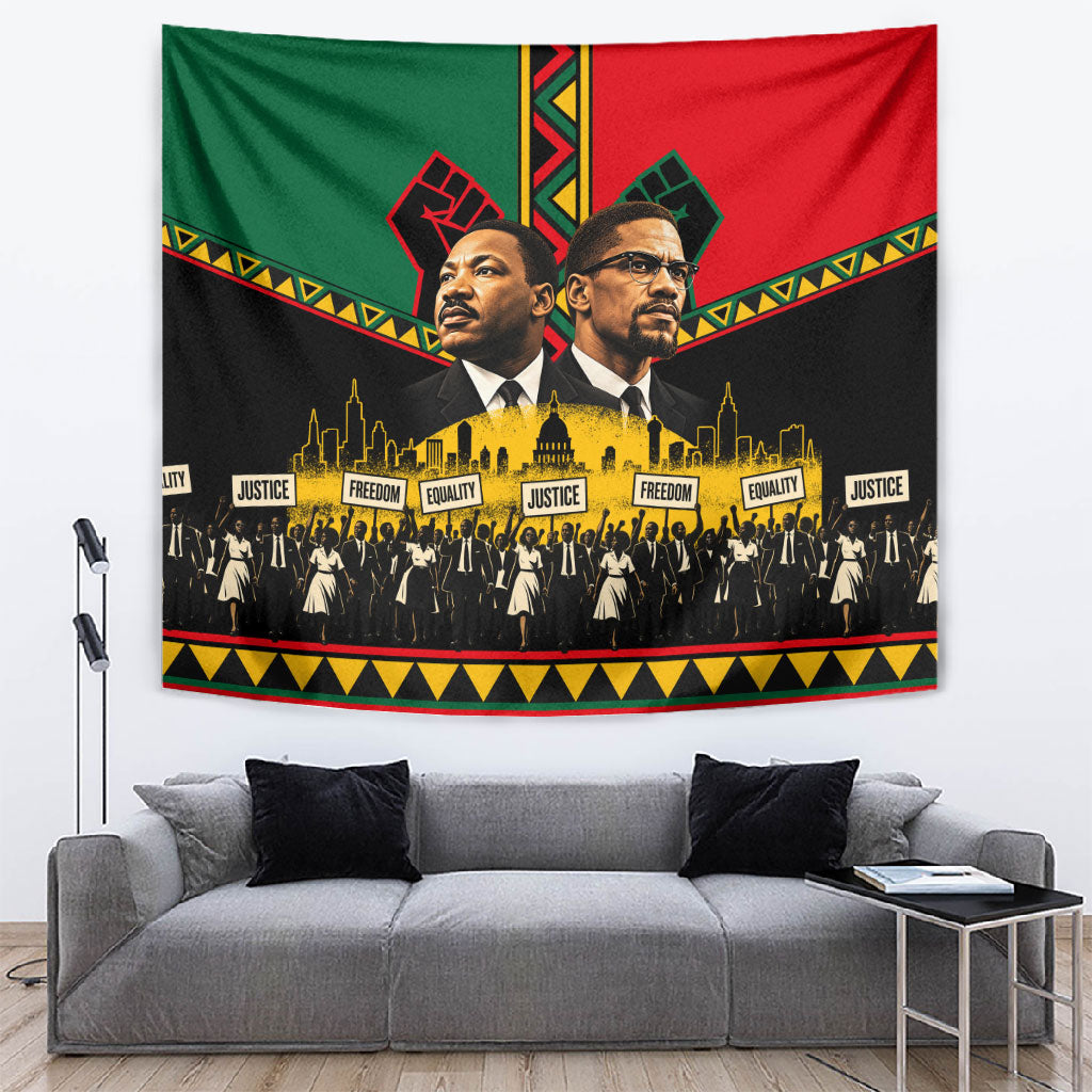 Martin Luther King Jr And Malcolm X Tapestry Civil Rights Leaders - Black History Equality Freedom March