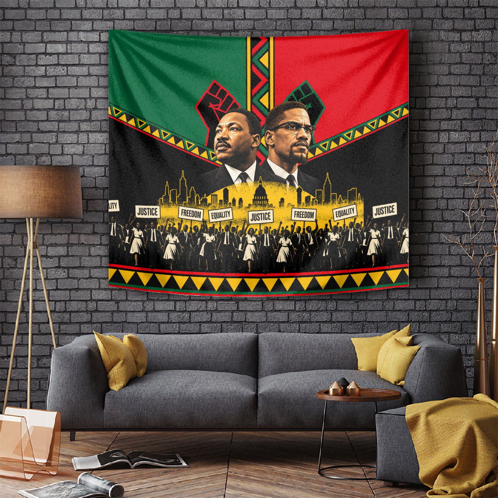 Martin Luther King Jr And Malcolm X Tapestry Civil Rights Leaders ...