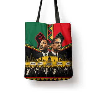 Martin Luther King Jr And Malcolm X Tote Bag Civil Rights Leaders - Black History Equality Freedom March