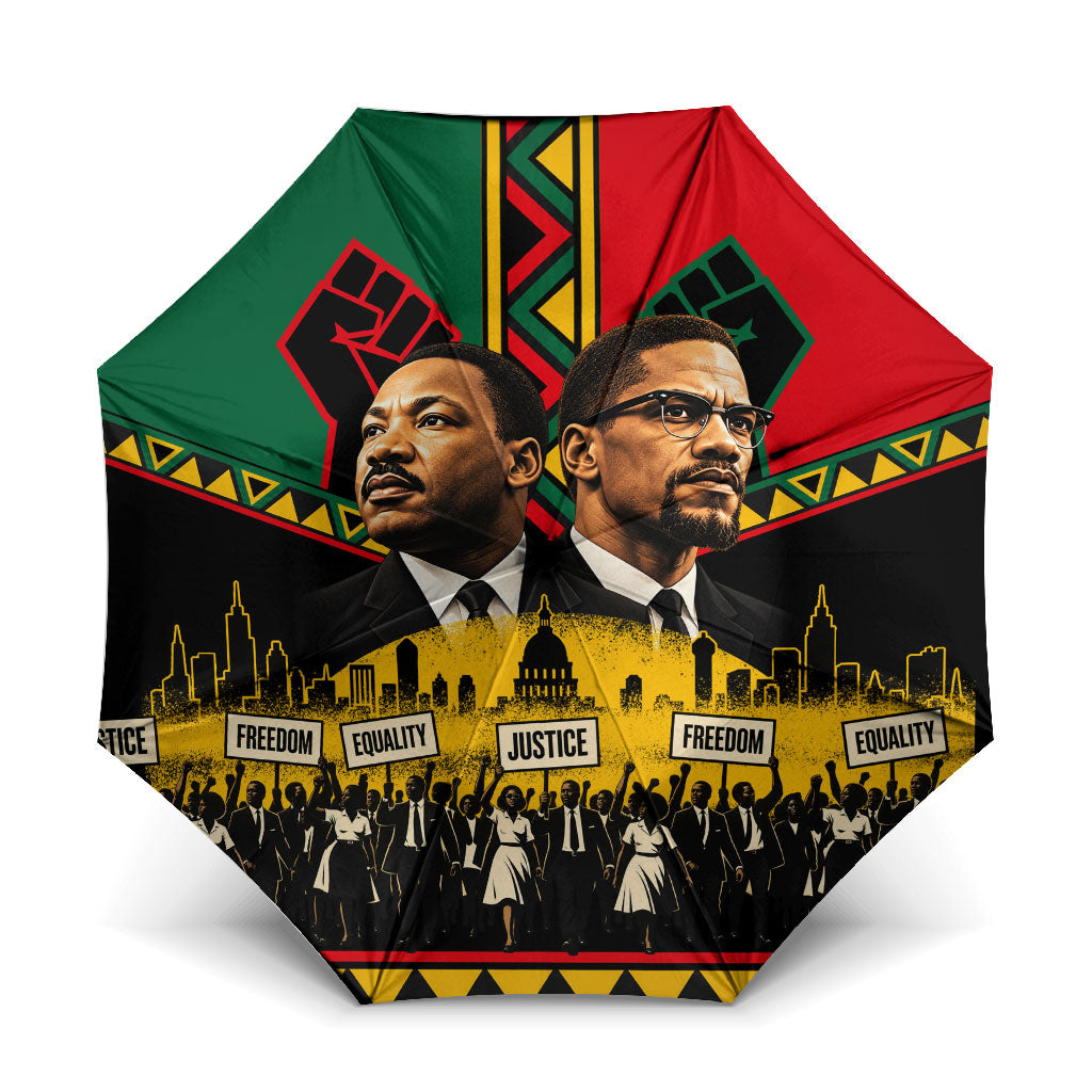 Martin Luther King Jr And Malcolm X Umbrella Civil Rights Leaders - Black History Equality Freedom March