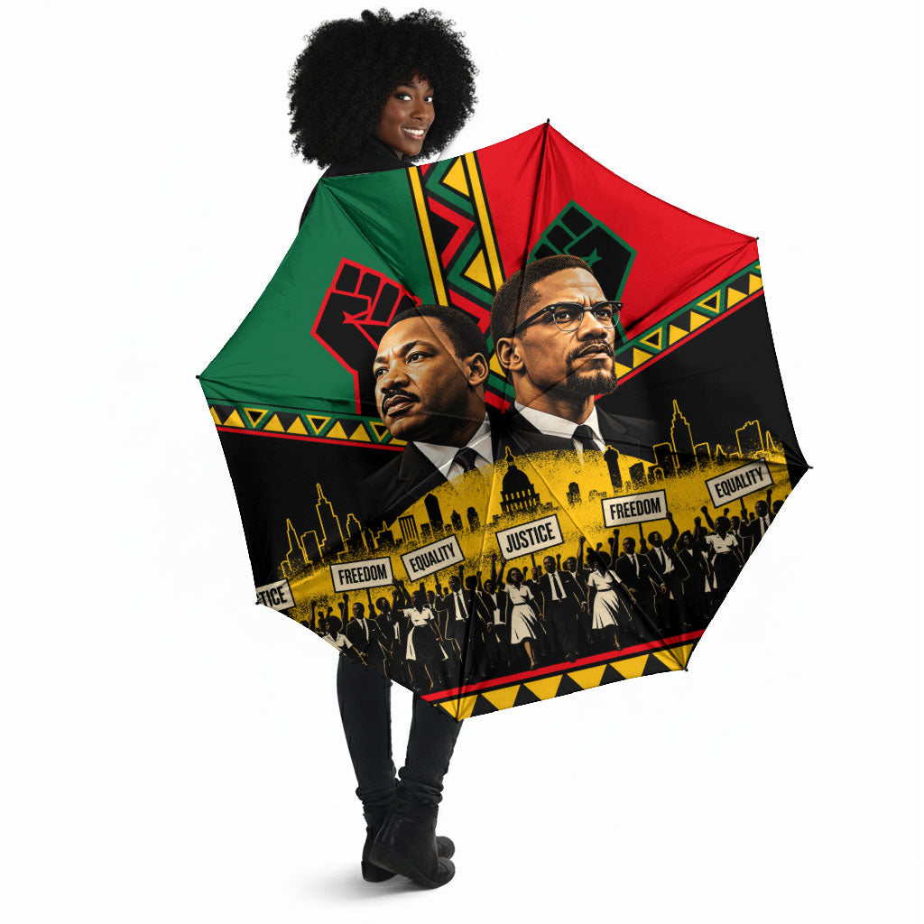 Martin Luther King Jr And Malcolm X Umbrella Civil Rights Leaders - Black History Equality Freedom March