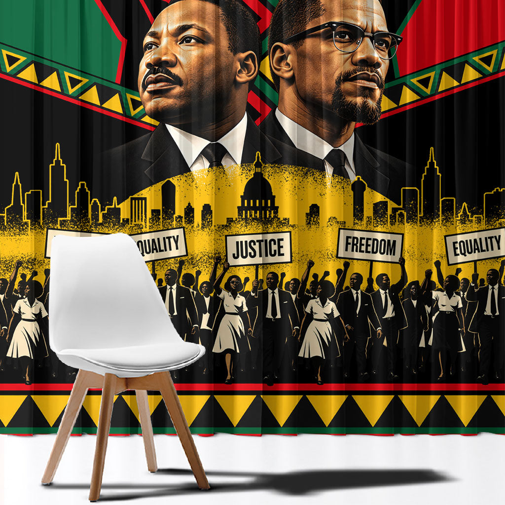 Martin Luther King Jr And Malcolm X Window Curtain Civil Rights Leaders - Black History Equality Freedom March