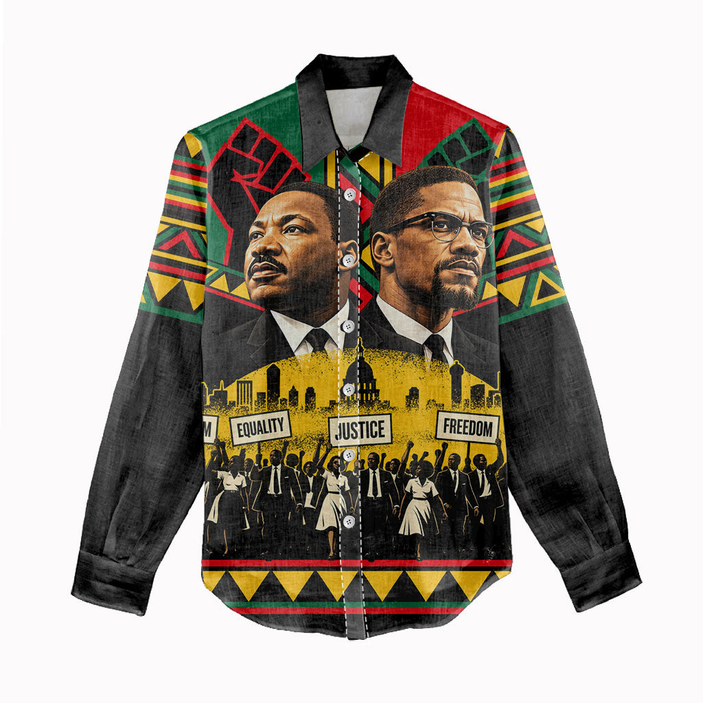 Martin Luther King Jr And Malcolm X Women Casual Shirt Civil Rights ...