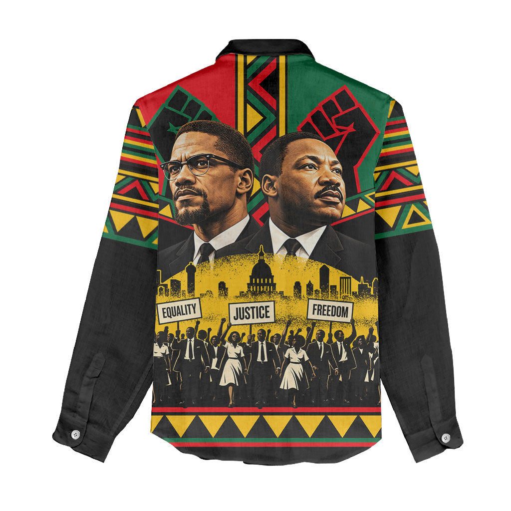 Martin Luther King Jr And Malcolm X Women Casual Shirt Civil Rights Leaders - Black History Equality Freedom March