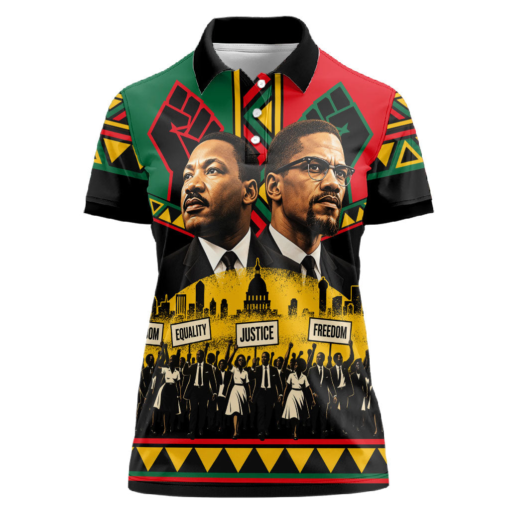 Martin Luther King Jr And Malcolm X Women Polo Shirt Civil Rights ...