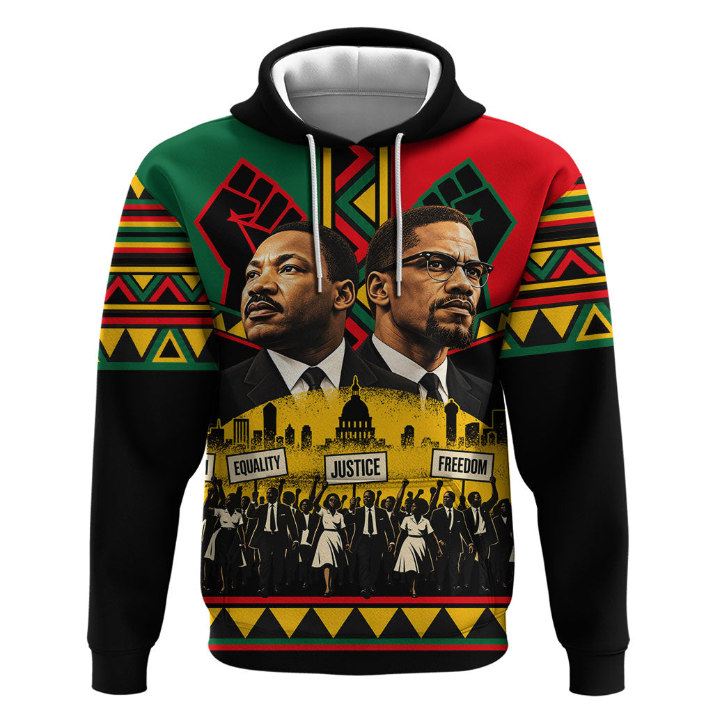 Martin Luther King Jr And Malcolm X Zip Hoodie Civil Rights Leaders - Black History Equality Freedom March