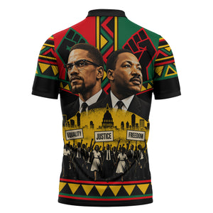 Martin Luther King Jr And Malcolm X Zipper Polo Shirt Civil Rights Leaders - Black History Equality Freedom March
