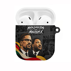 MLK And Malcolm X Civil Rights AirPods Case Martin Luther King Jr - Pan African Flag - Vintage Newspaper