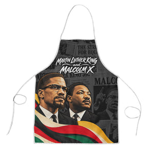 MLK And Malcolm X Civil Rights Apron Martin Luther King Jr - Pan African Flag - Vintage Newspaper