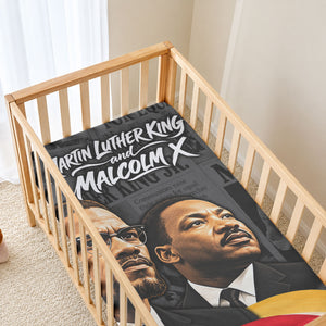 MLK And Malcolm X Civil Rights Baby Bed Cover Martin Luther King Jr - Pan African Flag - Vintage Newspaper