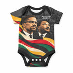 MLK And Malcolm X Civil Rights Baby Onesie Martin Luther King Jr - Pan African Flag - Vintage Newspaper