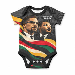 MLK And Malcolm X Civil Rights Baby Onesie Martin Luther King Jr - Pan African Flag - Vintage Newspaper