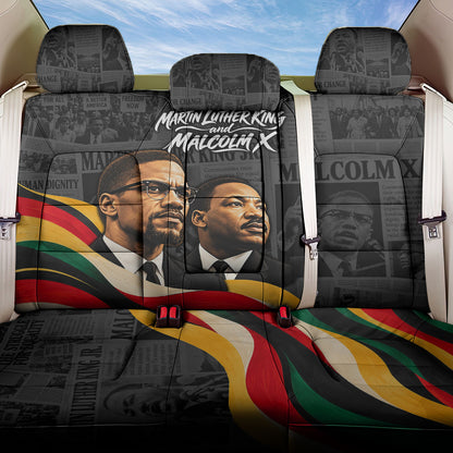 MLK And Malcolm X Civil Rights Back Car Seat Cover Martin Luther King Jr - Pan African Flag - Vintage Newspaper