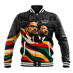 MLK And Malcolm X Civil Rights Baseball Jacket Martin Luther King Jr - Pan African Flag - Vintage Newspaper
